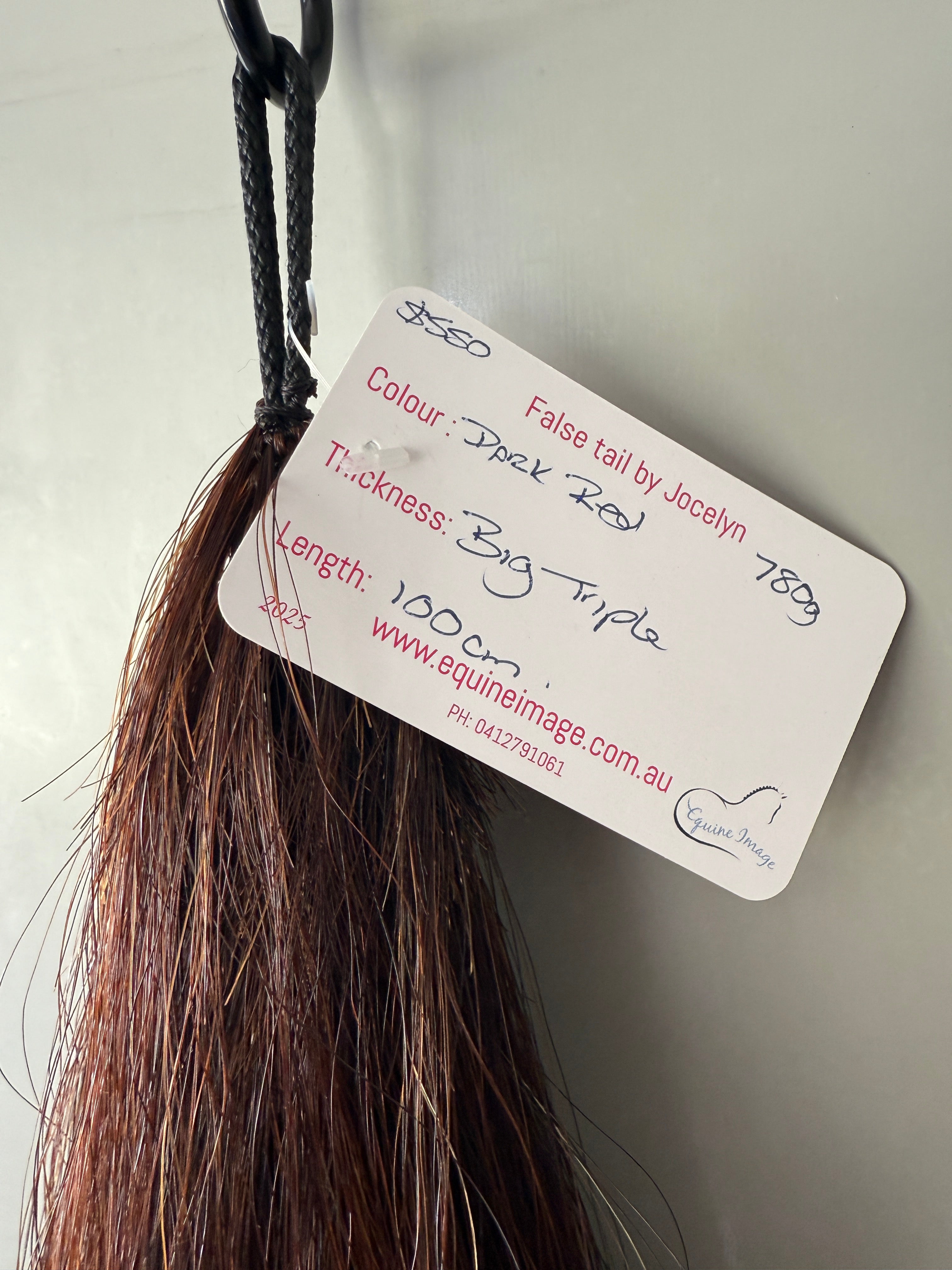 Qhorse Length 100 cm cut end Dark red (almost liver ) big Tripe 780g of hair