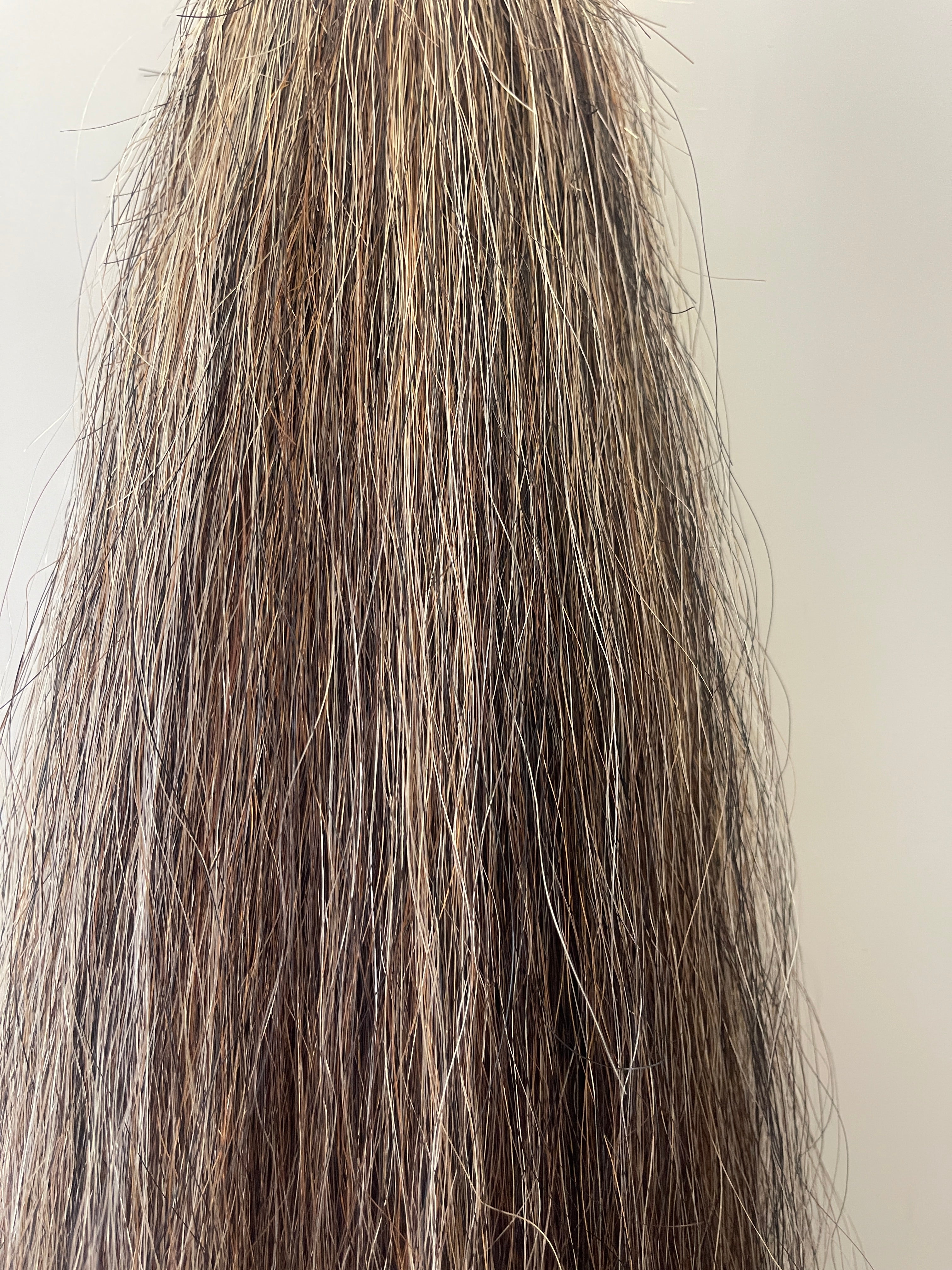 Brown flaxen mix blend 63 cm natural end Single thickness