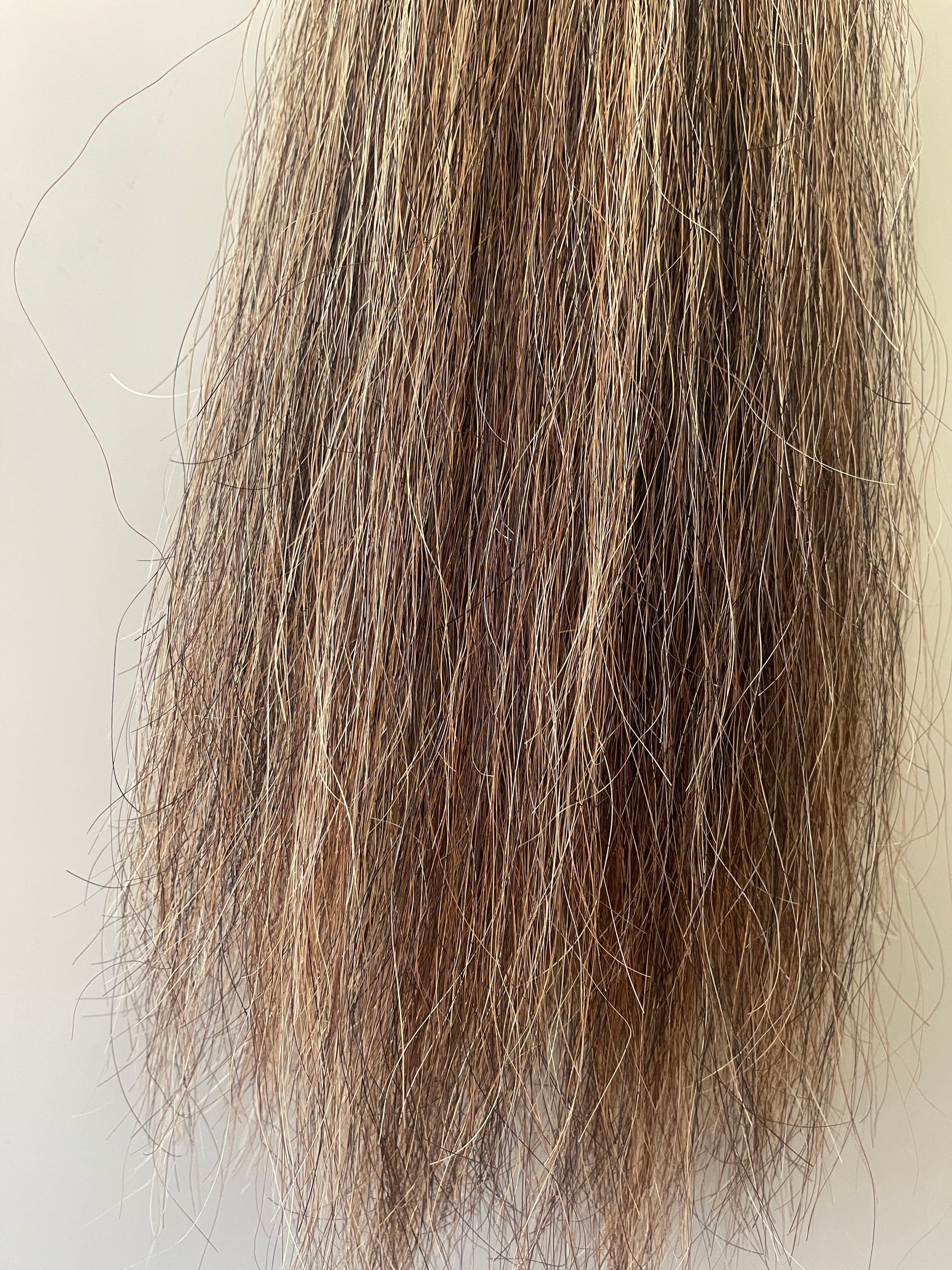 Brown flaxen mix blend 63 cm natural end Single thickness
