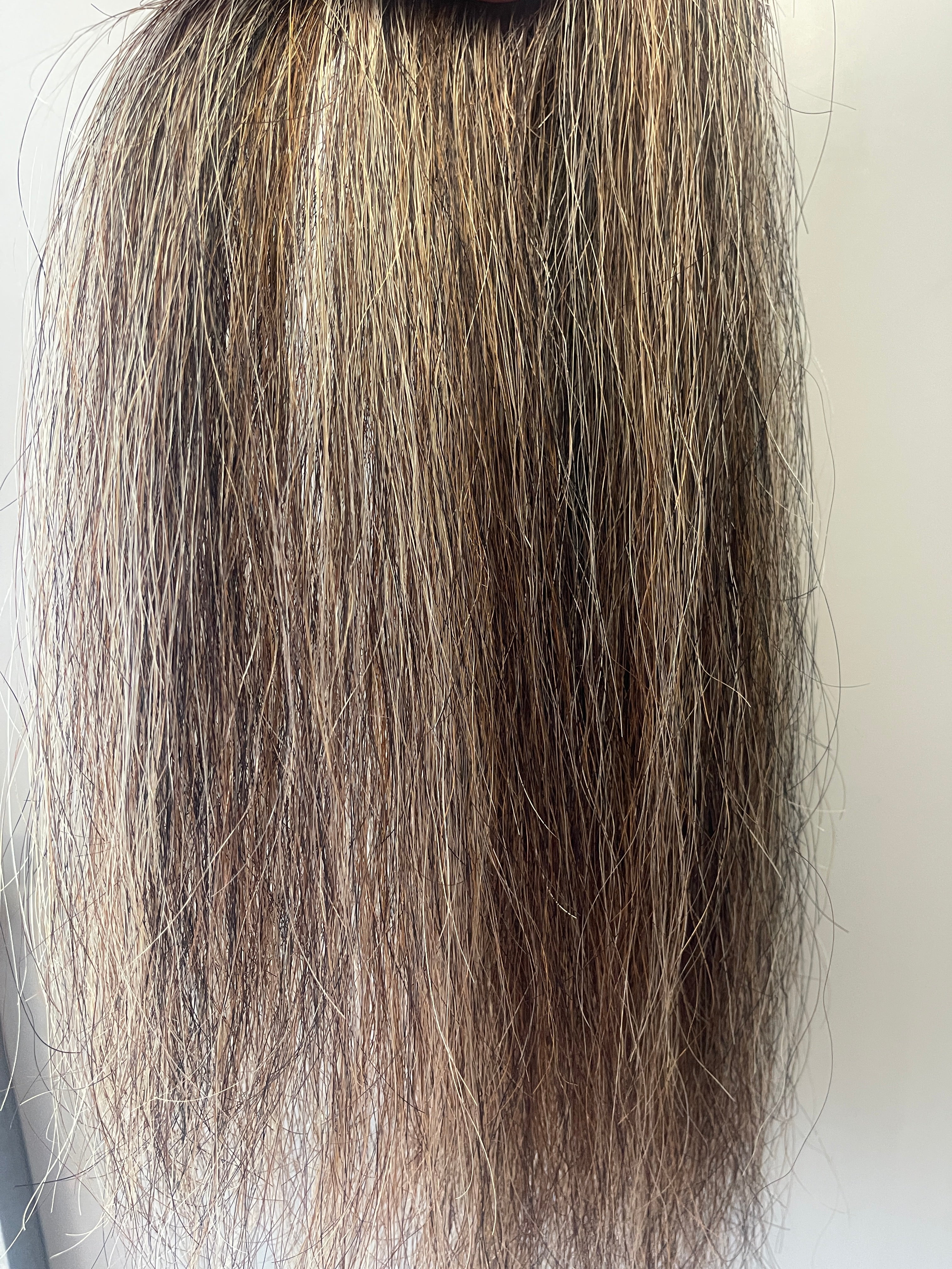 Brown flaxen mix blend 63 cm natural end Single thickness