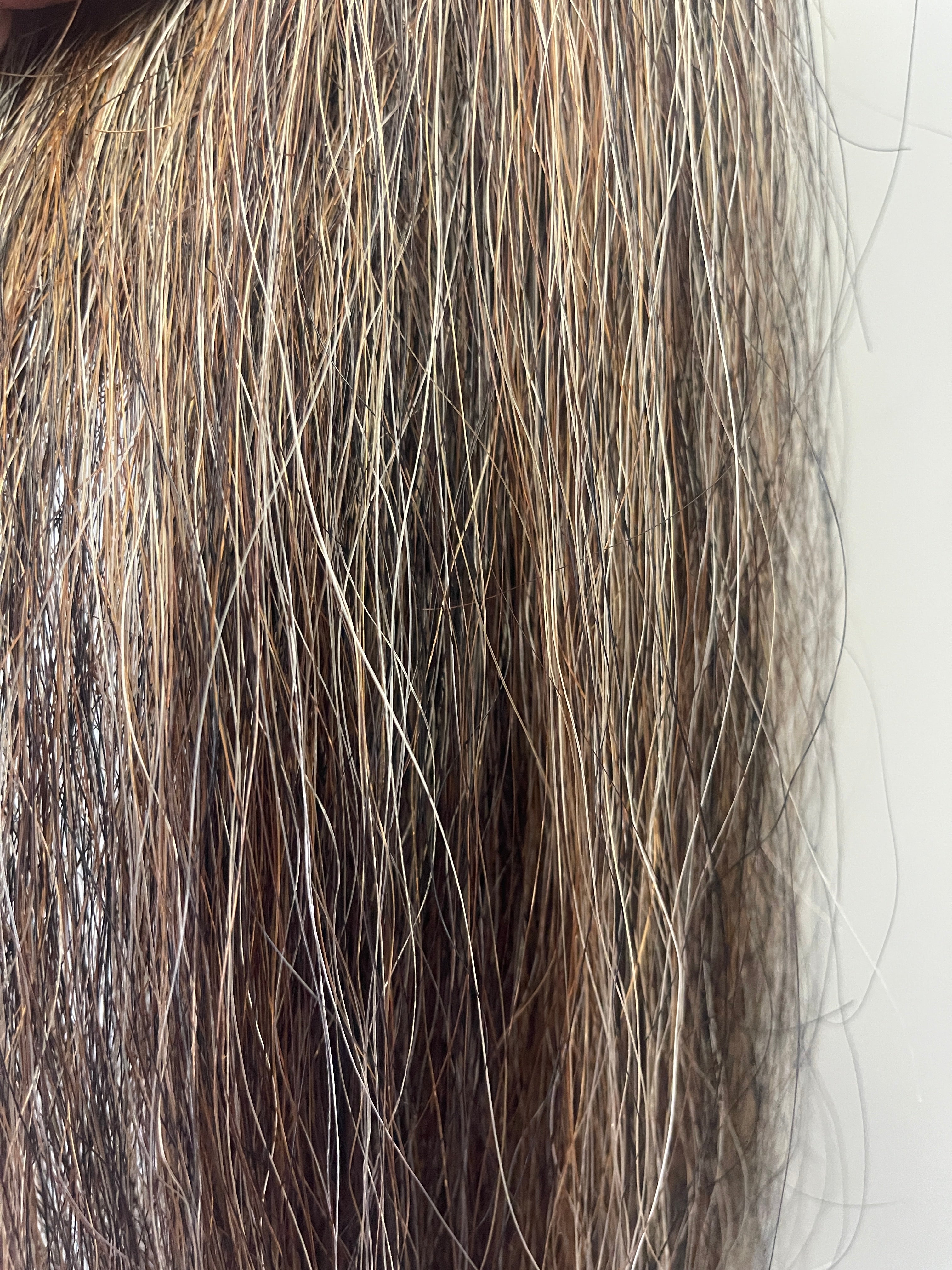 Brown flaxen mix blend 63 cm natural end Single thickness