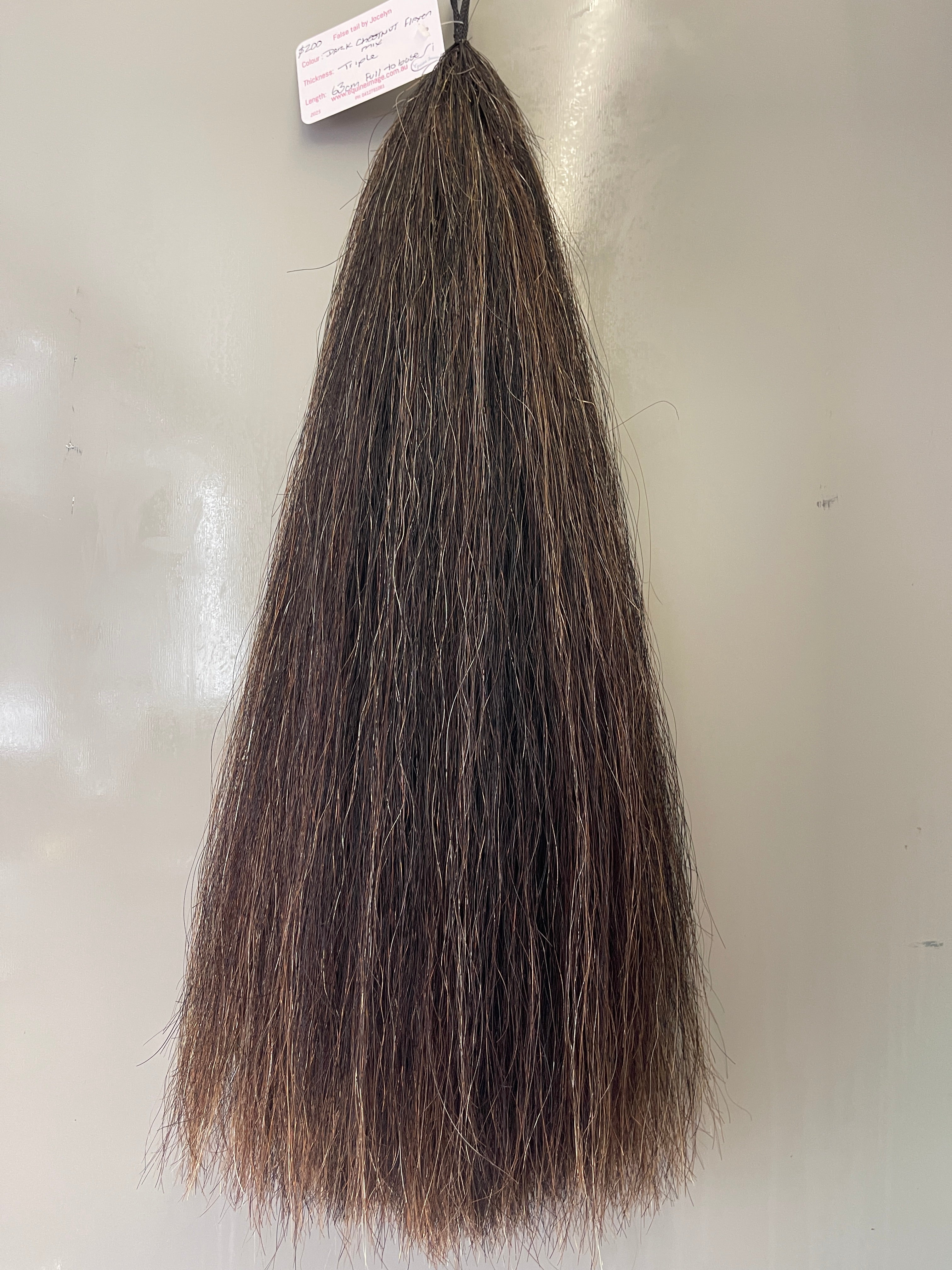 Dark Chestnut Flaxen mix 63cm cut end Triple Thickness