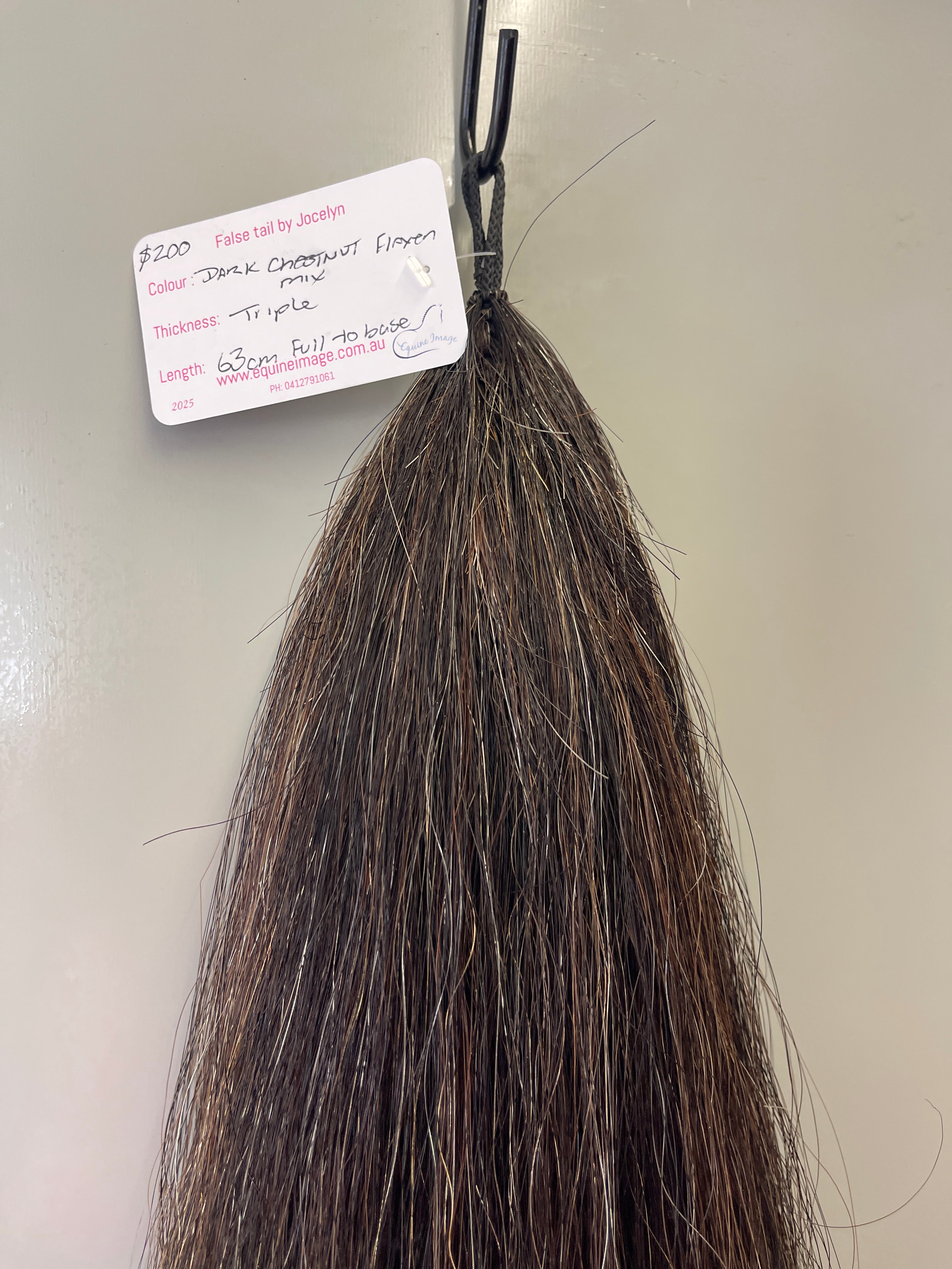 Dark Chestnut Flaxen mix 63cm cut end Triple Thickness