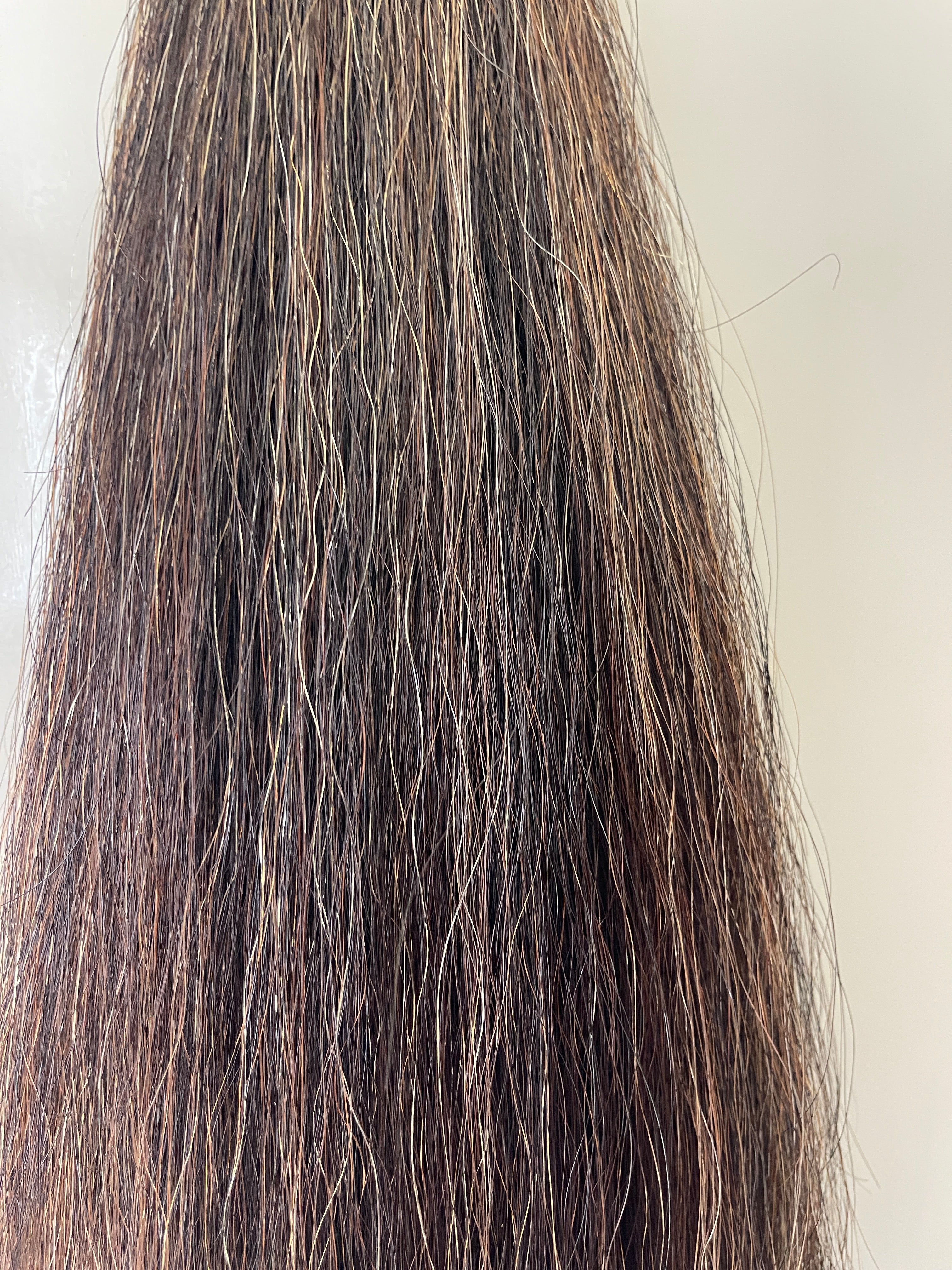 Dark Chestnut Flaxen mix 63cm cut end Triple Thickness