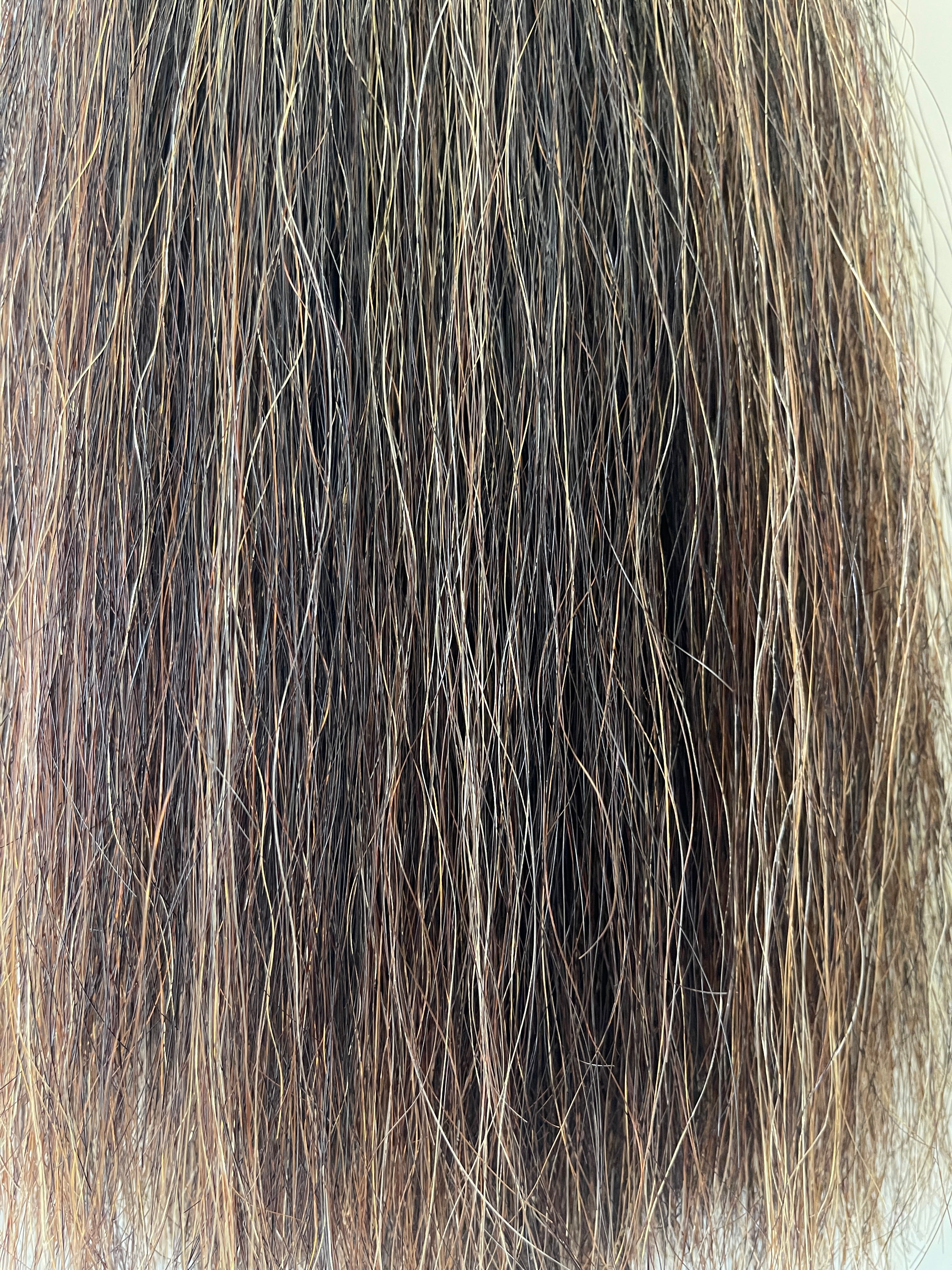 Dark Chestnut Flaxen mix 63cm cut end Triple Thickness