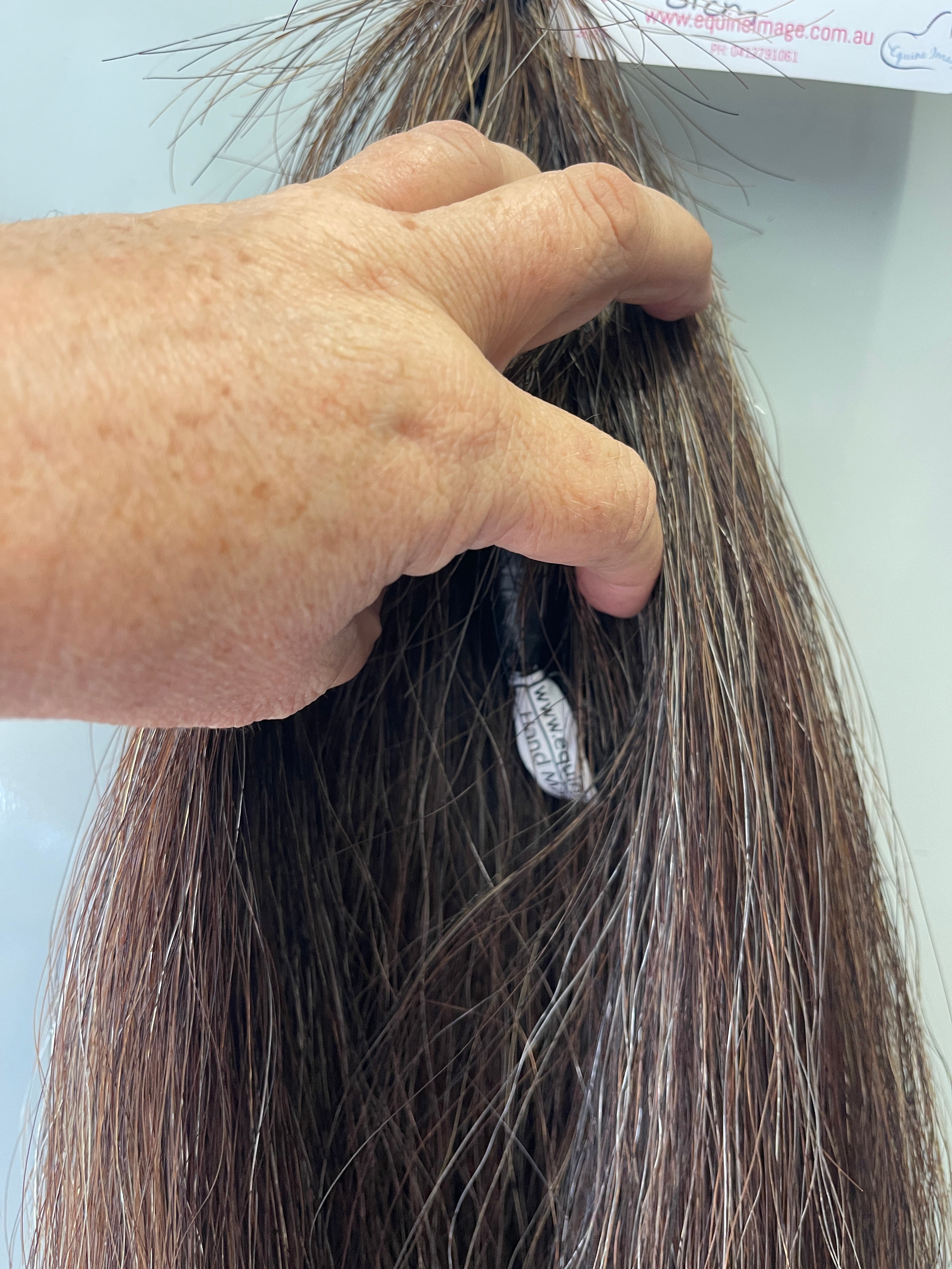 Weighted Darker Chestnut Mix flaxen blend 61 cm cut end  Double thickness. Final weight 710g