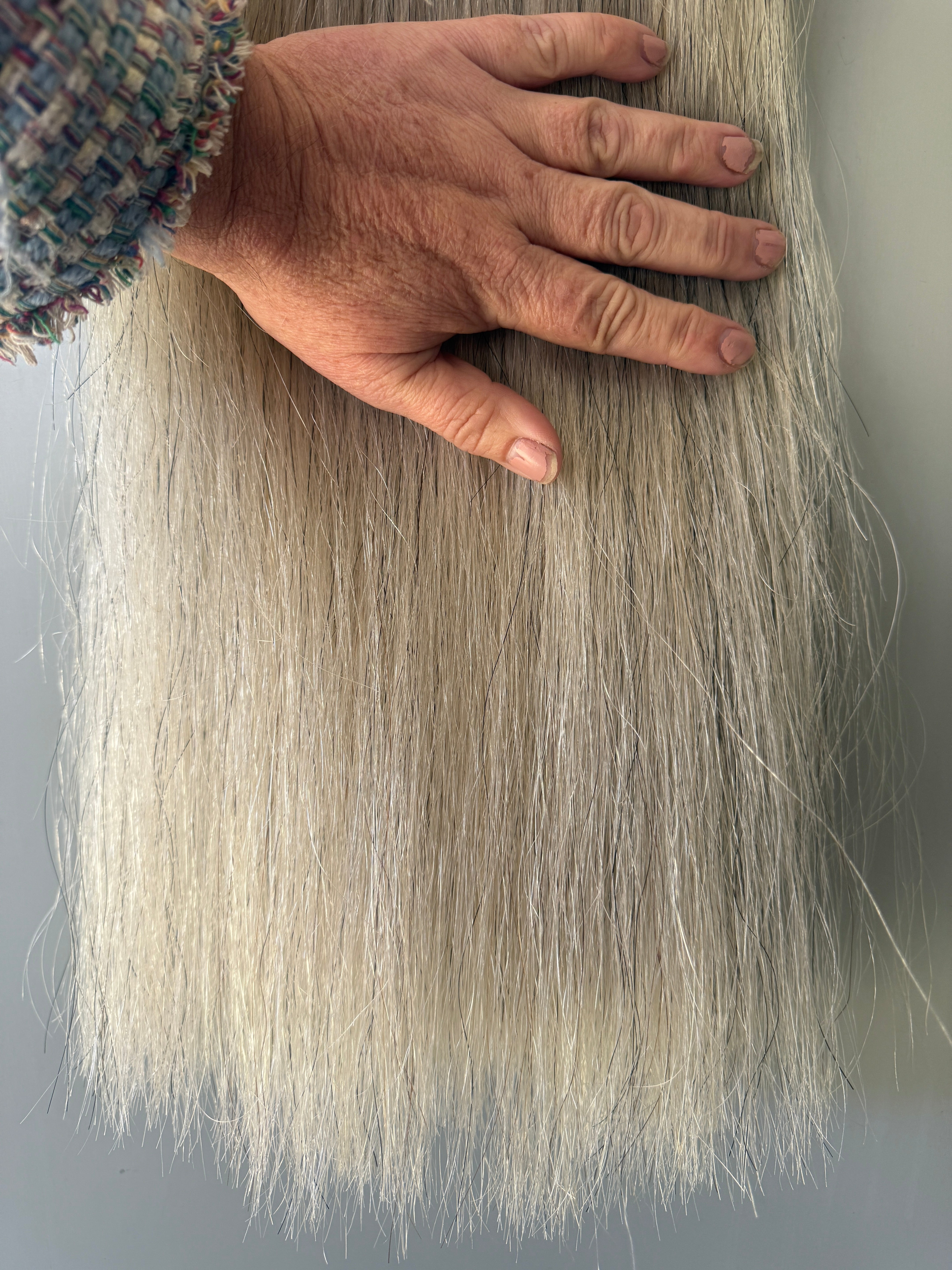 Weighted light Grey blend  Full plus ( 1.5 times ) 67 cm hair length final weight( 200g added ) 530g